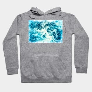 Blue Ocean Summer Beach Waves Abstract Watercolor Hoodie